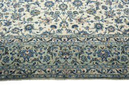 Full view of 2000s Kashan rug from Iran / Persia, 390 × 285 cm in Beige tones