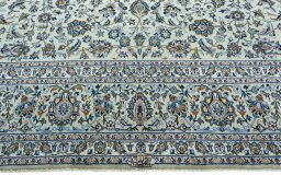 Full view of 2000s Kashan rug from Iran / Persia, 385 × 270 cm in Green tones