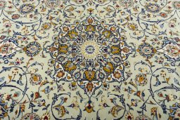 Central medallion detail of 2000s Kashan rug from Iran / Persia