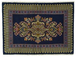 Full view of New Kashan rug from Iran / Persia, 70 × 97 cm in Blue tones