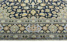 Full view of 2000s Kashan rug from Iran / Persia, 397 × 297 cm in Blue tones