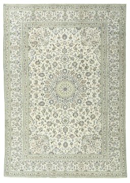 Full view of 2000s Kashan rug from Iran / Persia, 343 × 240 cm in Beige tones