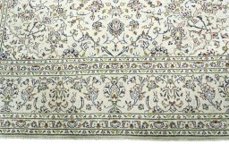 Full view of 2000s Kashan rug from Iran / Persia, 343 × 240 cm in Beige tones