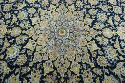 Central medallion detail of 1970s Kashan rug from Iran / Persia