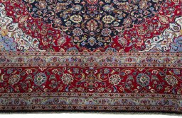 Full view of 2000s Kashan rug from Iran / Persia, 412 × 306 cm in Blue tones