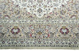 Full view of 2000s Kashan rug from Iran / Persia, 402 × 298 cm in Beige tones