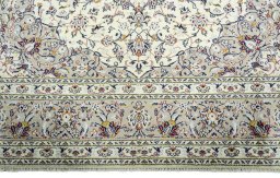 Full view of 2000s Kashan rug from Iran / Persia, 355 × 248 cm in Beige tones