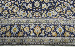 Full view of 2000s Kashan rug from Iran / Persia, 412 × 305 cm in Blue tones