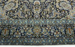 Full view of 2000s Kashan rug from Iran / Persia, 405 × 297 cm in Blue tones