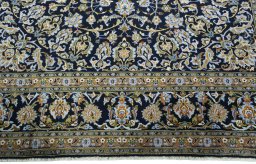 Full view of 2000s Kashan rug from Iran / Persia, 345 × 244 cm in Blue tones