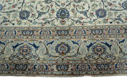 Full view of 2000s Kashan rug from Iran / Persia, 395 × 290 cm in Beige tones