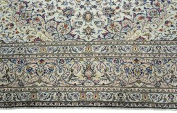 Full view of 2000s Kashan rug from Iran / Persia, 402 × 290 cm in Beige tones