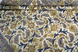 Close-up detail of 1970s Kashan rug from Iran / Persia showing Wool weave