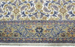 Full view of 1970s Kashan rug from Iran / Persia, 403 × 288 cm in Beige tones