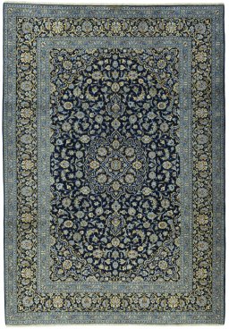 Full view of 2000s Kashan rug from Iran / Persia, 363 × 254 cm in Brown tones
