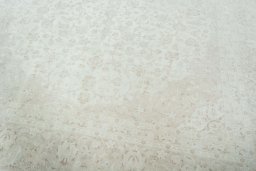 Close-up detail of 1970s Kashan rug from Iran / Persia showing Wool weave