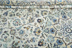 Close-up detail of 2000s Kashan rug from Iran / Persia showing Wool weave