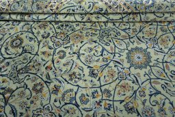 Close-up detail of 2000s Kashan rug from Iran / Persia showing Wool weave