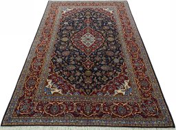 Surface texture of New Kashan rug with natural Cork and intricate pattern