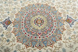 Central medallion detail of 1970s Kashan rug from Iran / Persia