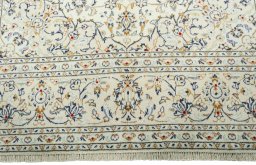 Full view of 2000s Kashan rug from Iran / Persia, 300 × 202 cm in Beige tones