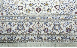 Full view of 2000s Kashan rug from Iran / Persia, 347 × 237 cm in Beige tones