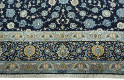 Full view of 1970s Kashan rug from Iran / Persia, 363 × 262 cm in Blue tones