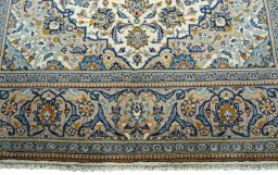 Full view of 2000s Kashan rug from Iran / Persia, 315 × 197 cm in Beige tones