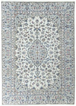 Full view of 2000s Kashan rug from Iran / Persia, 344 × 248 cm in Beige tones