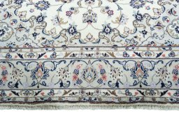 Full view of 2000s Kashan rug from Iran / Persia, 344 × 248 cm in Beige tones