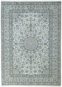 Full view of 2000s Kashan rug from Iran / Persia, 344 × 250 cm in Beige tones