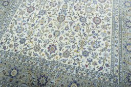 Close-up detail of 2000s Kashan rug from Iran / Persia showing Cork weave