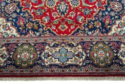 Full view of 2000s Kashan rug from Iran / Persia, 386 × 250 cm in Red tones