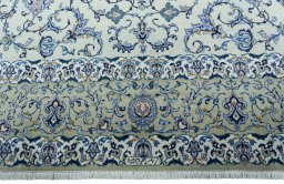 Full view of 2000s Kashan rug from Iran / Persia, 510 × 325 cm in Blue tones
