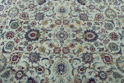 Central medallion detail of 1950s Kashan rug from Iran / Persia
