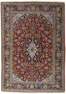 Full view of 2000s Kashan rug from Iran / Persia, 192 × 137 cm in Red tones