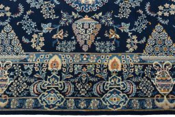 Full view of 2000s Kashan rug from Iran / Persia, 226 × 137 cm in Blue tones