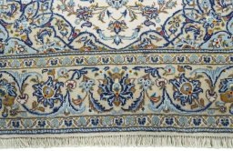 Full view of 2000s Kashan rug from Iran / Persia, 196 × 137 cm in Beige tones