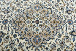 Central medallion detail of 2000s Kashan rug from Iran / Persia