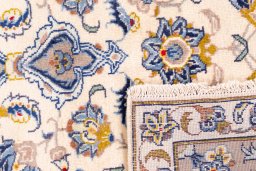 Full view of 1980s Kashan rug from Iran / Persia, 294 × 198 cm in Beige tones