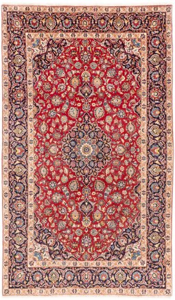 Full view of 1974s Kashan rug from Iran / Persia, 326 × 195 cm in Red tones
