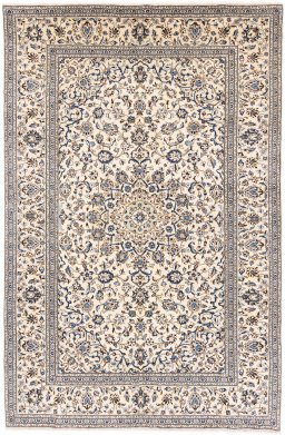 Full view of 2000s Kashan rug from Iran / Persia, 297 × 195 cm in Beige tones
