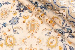 Surface texture of 1970s Kashan rug with natural Wool and intricate pattern