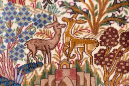Full view of 1975s Kashan rug from Iran / Persia, 350 × 247 cm in Multi Color tones