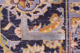Corner detail of 1975s Kashan rug showing border pattern and Wool pile