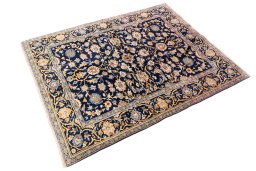 Close-up detail of 2003s Kashan rug from Iran / Persia showing Wool weave