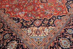 Full view of 1990s Kashan rug from Iran / Persia, 297 × 200 cm in Red tones