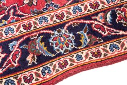 Backside of handmade 1998s Kashan rug showing knot structure and weave density