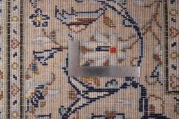 Close-up detail of 2000s Kashan rug from Iran / Persia showing Wool weave