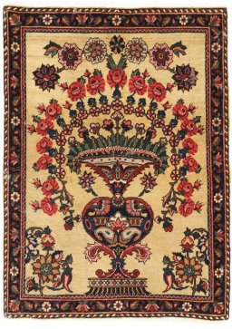 Full view of 1960s Kashan rug from Iran / Persia, 105 × 78 cm in Multi Color tones